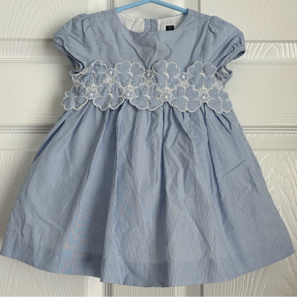 Janie and Jack white summer sun dress floral eyelash Size: 6-12 Months